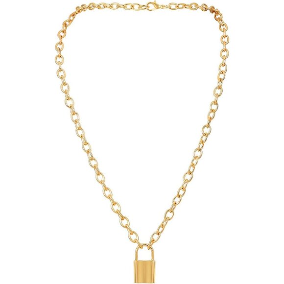 Lock Key Pendant Necklace Metal Multilayer Chain Punk Choker Jewelry - Picture 1 of 4